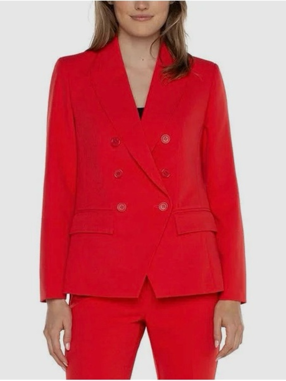 faux Double-Breasted Red Women's Blazer Jacket